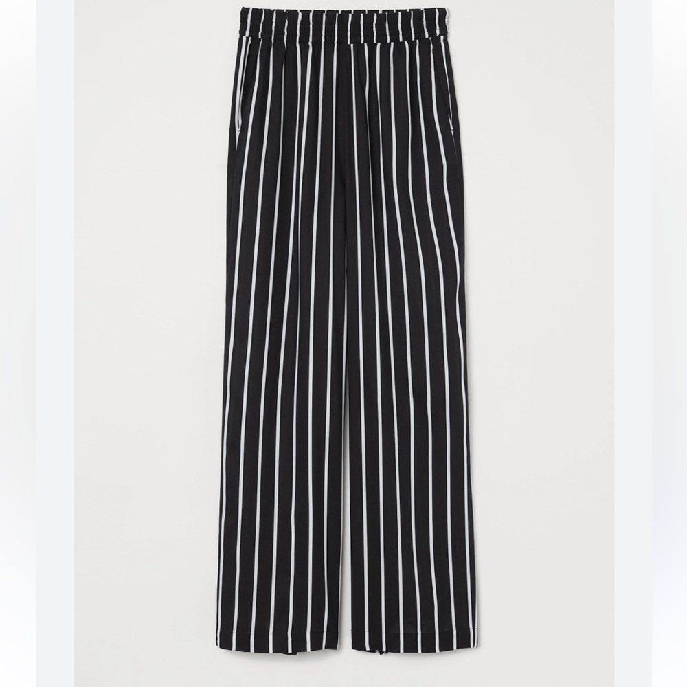 H&M Striped High Waisted Wide Leg Pants